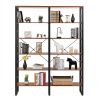 80 Inch Freestanding Industrial Double Wide 6-Shelf Bookcase