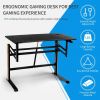Pneumatic Height Adjustable Gaming Desk T Shaped Game Station with Power Strip Tray