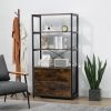 Industrial Bookcase with File Cabinet Drawers, 62.7 in Tall Bookshelf 4 Tier, Freestanding Storage Home Office Cabinet Organizer, Rustic Home Decor, V