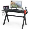 Ergonomic Gaming Desk with Mousepad and Cup Headphone Holder