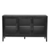 Wood Storage Cabinet with Three tempered glass doors and Adjustable Shelf,Suitable for living room, study and entrance