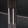 Wood Storage Cabinet with Three tempered glass doors and Adjustable Shelf,Suitable for living room, study and entrance