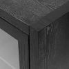 Wood Storage Cabinet with Three tempered glass doors and Adjustable Shelf,Suitable for living room, study and entrance